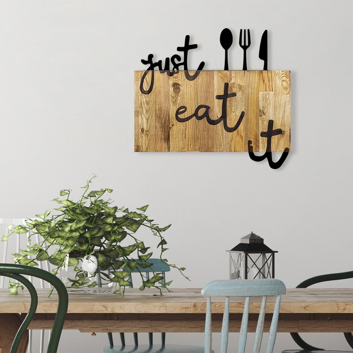 Wallity Just Eat It Escultura de pared en Nogal y Negro